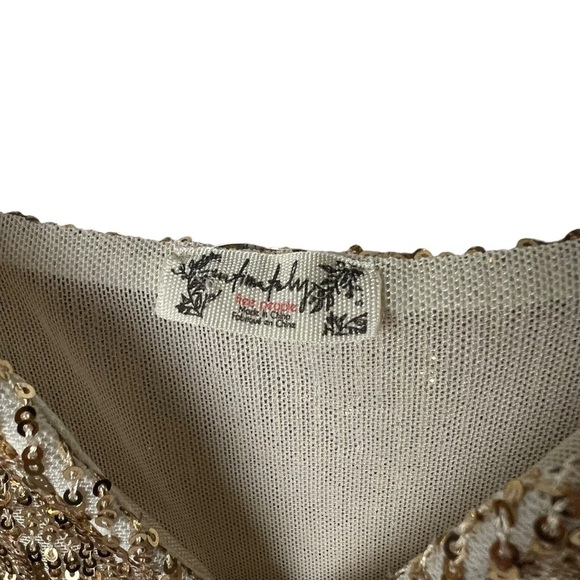 Free People Lingerie Intimately cheeky Bodysuit Sparks Fly Gold Sequin SZ XS/S - Picture 3 of 7